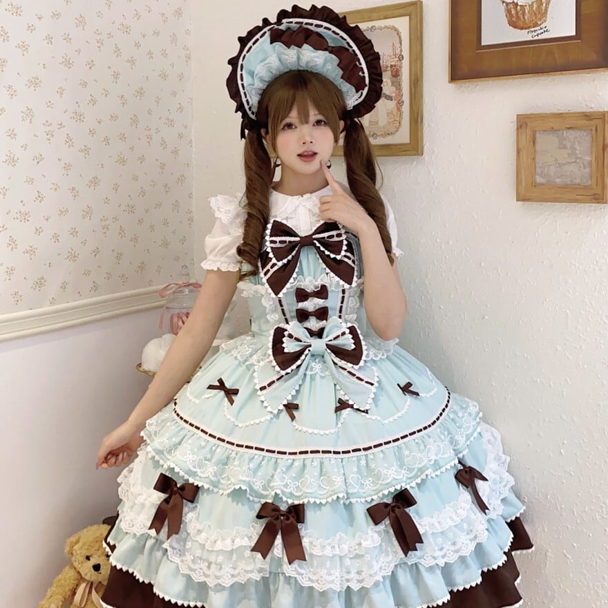 【もっぷ】ゴスロリドレス ボンネット付き　XLサイズ ゴスロリ ダークウィドウ 魔女 ボンネット 病み可愛い ダークゴシック