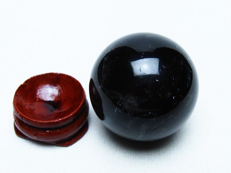 黒水晶 丸玉 34mm モリオン スフィア 置物 一点物 141-8141 | 天然石