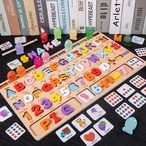 木製パズルボード 知育玩具 おもちゃ アルファベット 英語 数字 カード マッチング 型合わせ モンテッソーリ