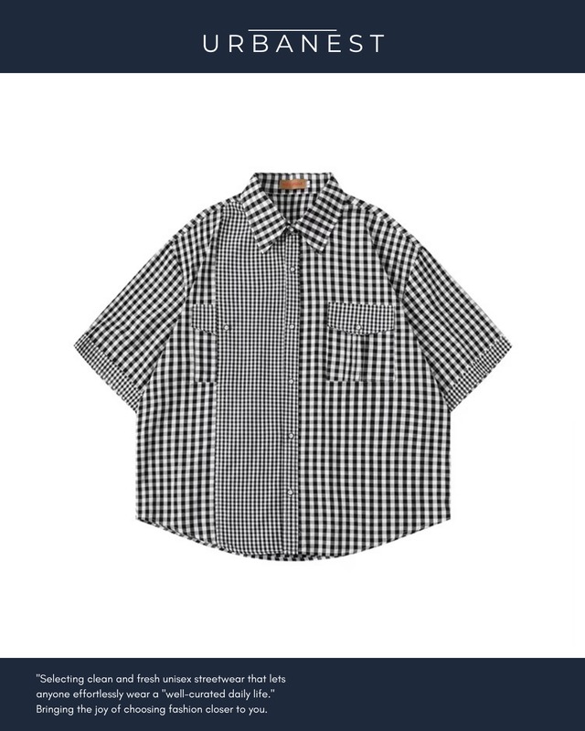 【URBANEST】ミックスギンガムダブルポケットシャツ 2color UN0029