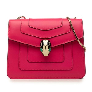 ブルガリ セルペンティ フォーエバー 斜め掛け チェーン ショルダーバッグ ピンク レザー レディース BVLGARI 【中古】