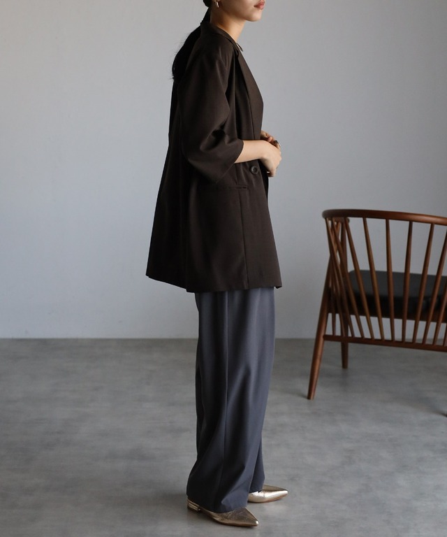 ウエスト配色ライン2タックパンツ