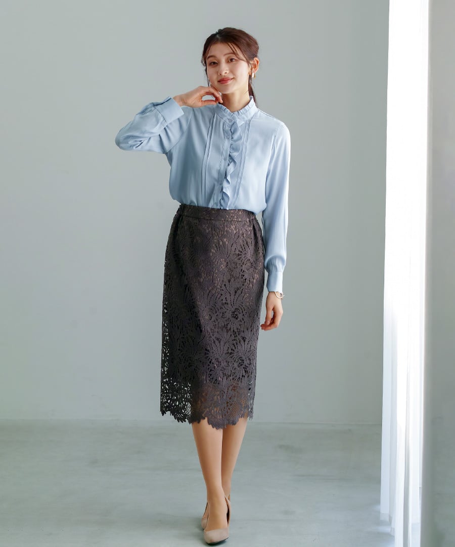 さりげなく華やぐ 】ソフトピケ・アシメフリルブラウス（776033