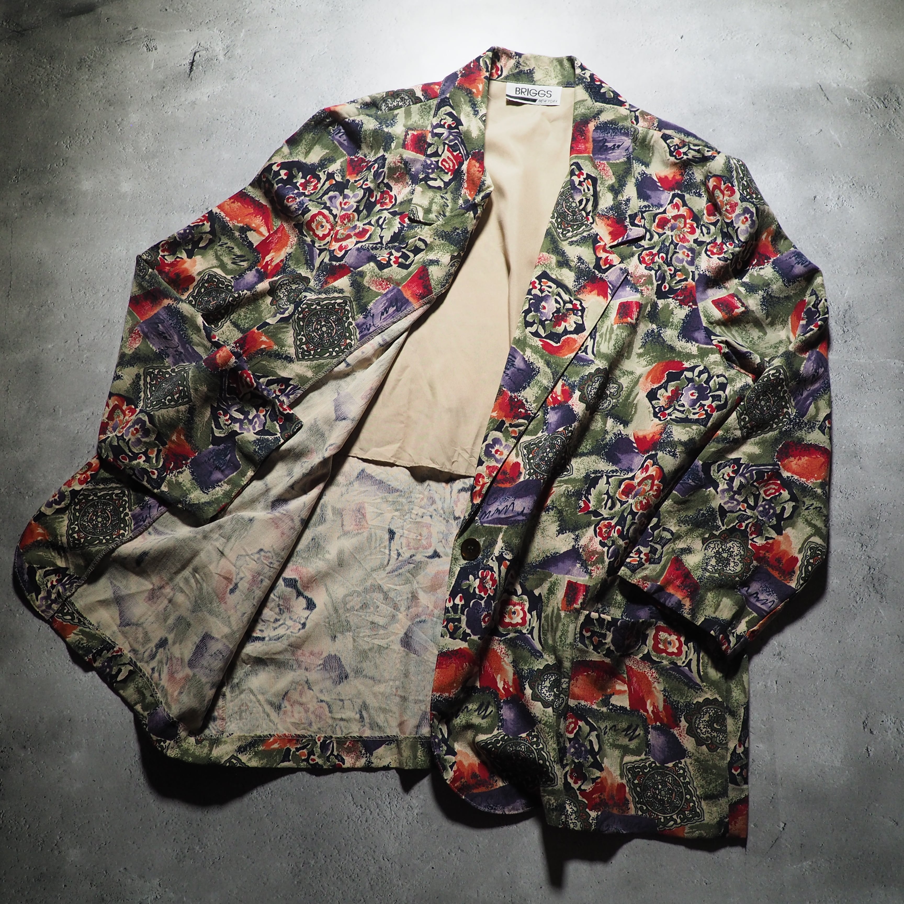 Beautiful Botanical flower painted vintage loose jacket (made in Usa)