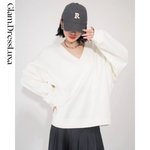 Vネック ボリューム ライトスウェット/2color_T1357