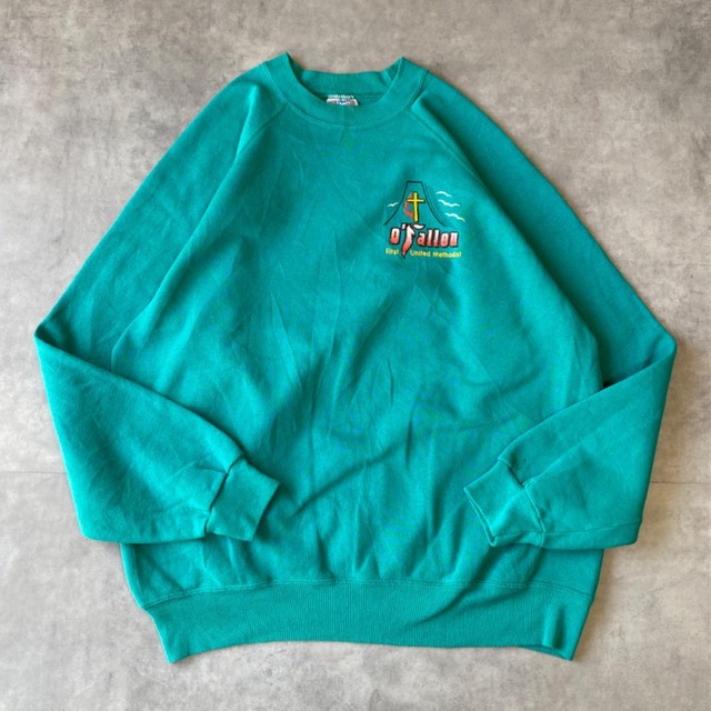 ヘインズ スウェット プリント 企業ロゴ 90s USA製 XL 緑 12810