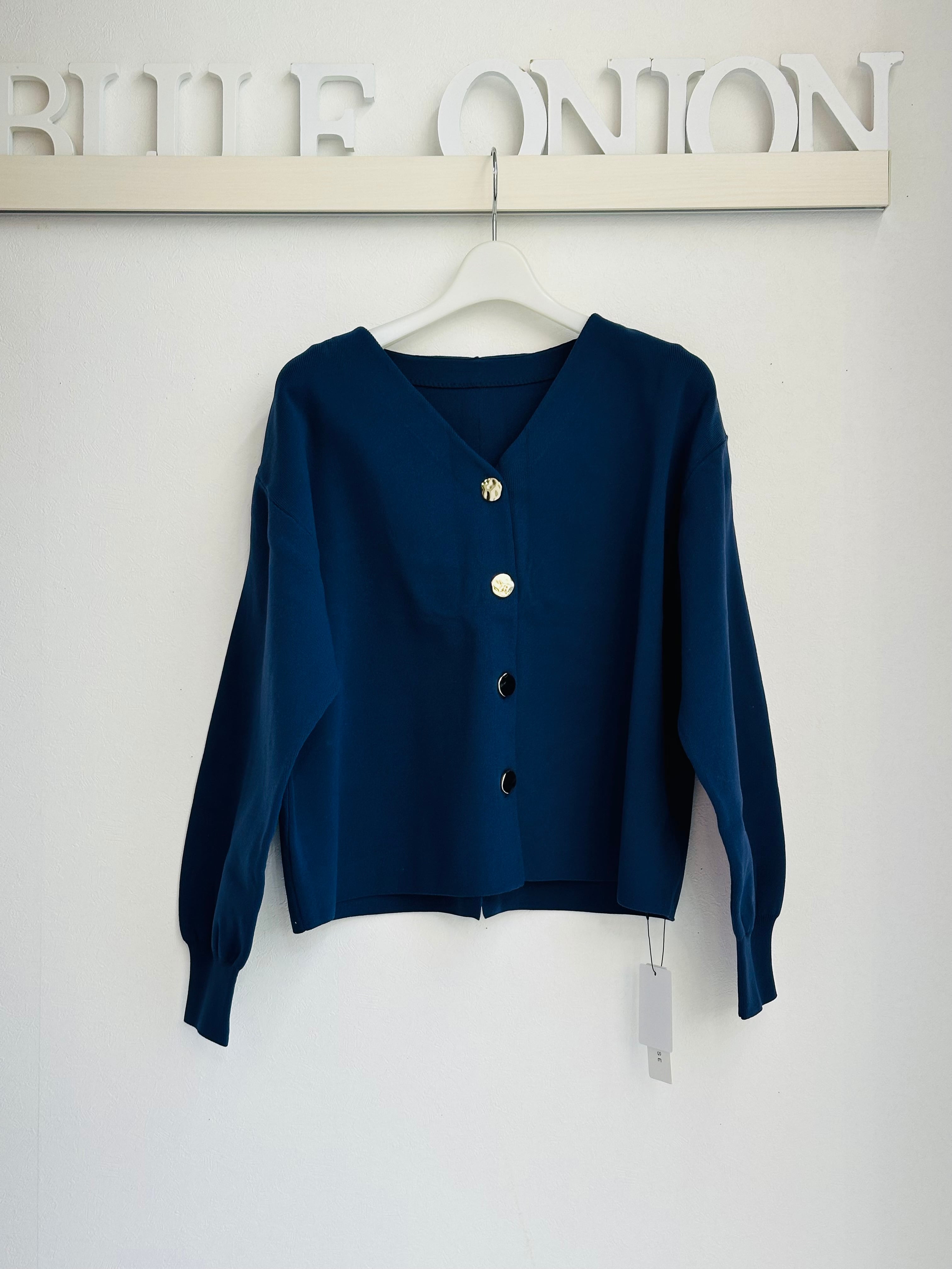 ゴールドボタンVネックカーディガン tops SUGAR ROSE シュガーローズ