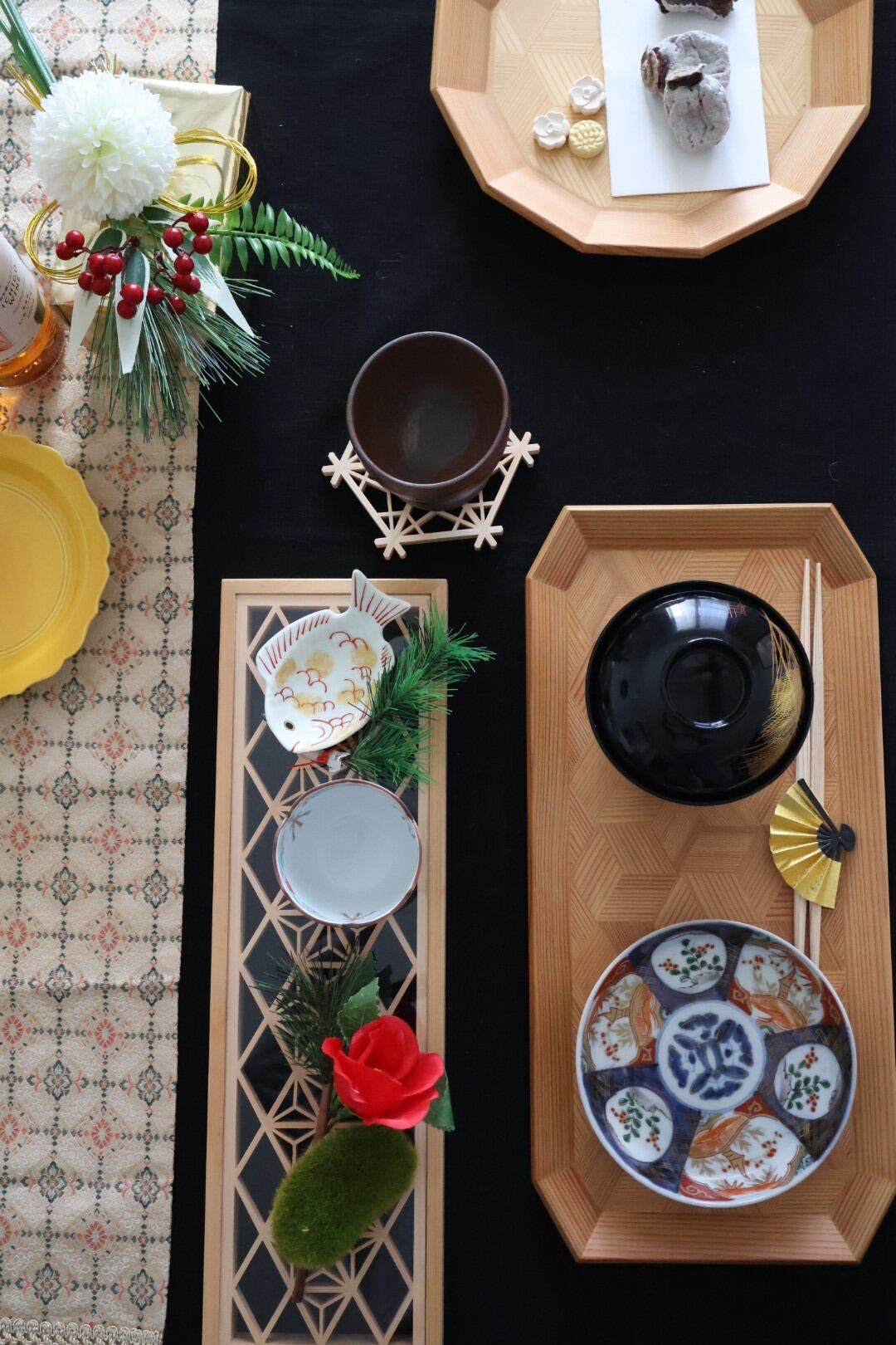 寄木細工 盆 亀甲長角（斜め隅切りデザイン） | Yosegi Marquetry Tray