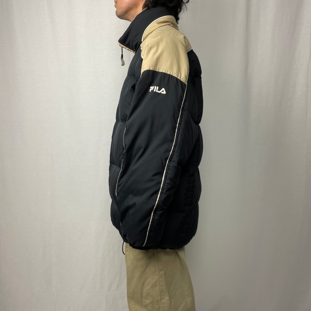 FILA フィラ ダウンジャケット メンズ2XL相当 古着 切り替えデザイン 