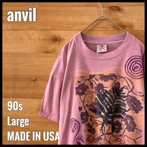 【anvil】90s USA製 Tシャツ 刺繍タグ くすみカラー ビンテージ L US古着