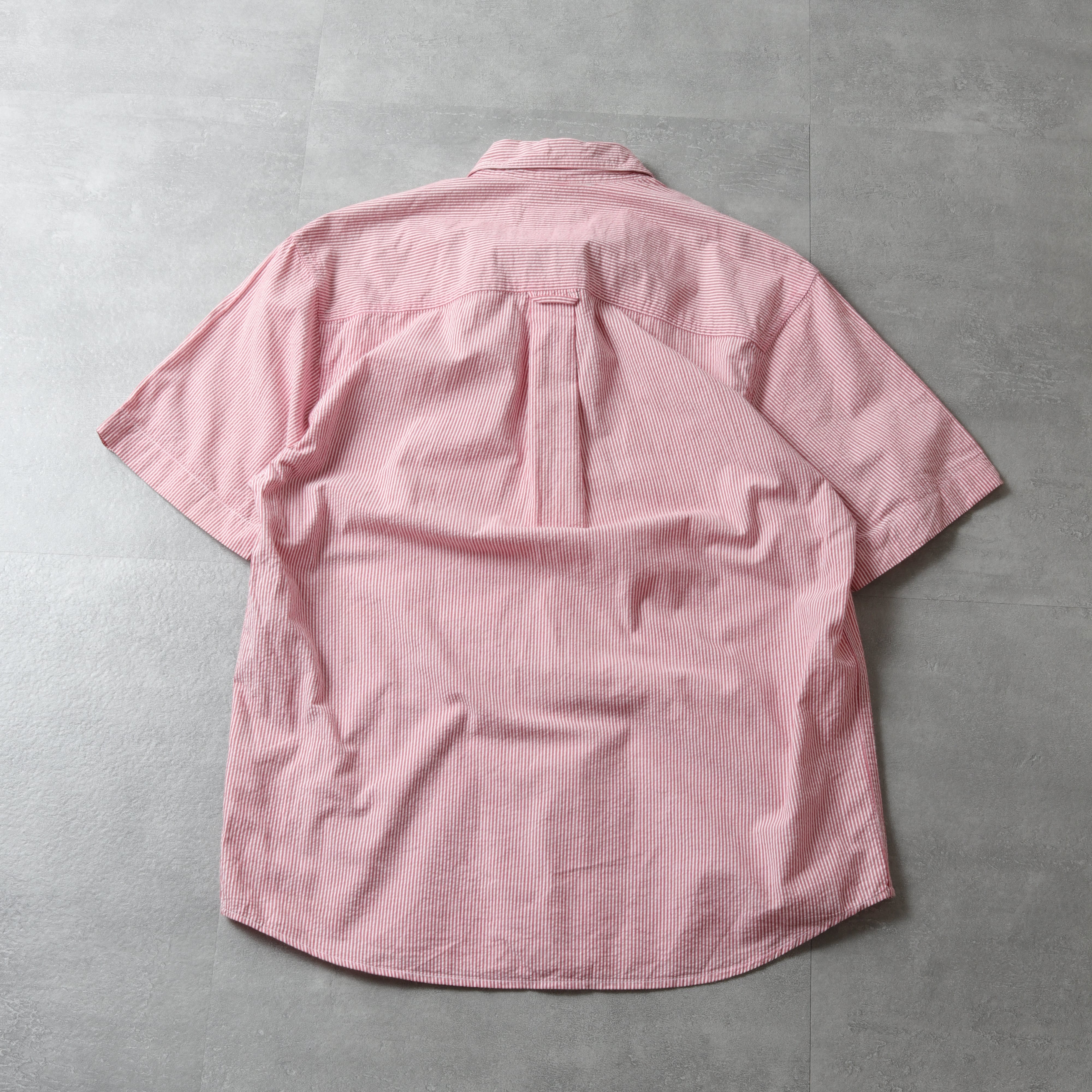 1990's~ Eddie Bauer S/S Seersucker B.D Shirt, candy stripe 121073