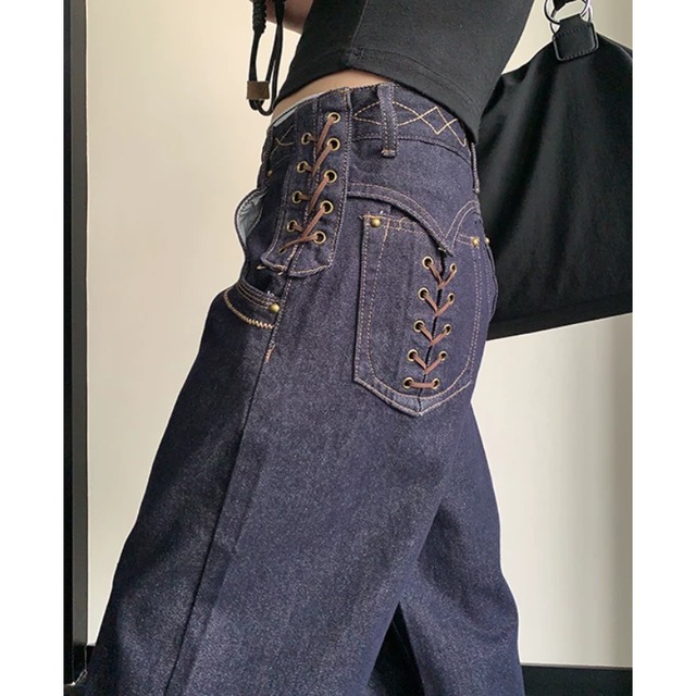 lace-up design denim　レースアップデザインデニム　J2147