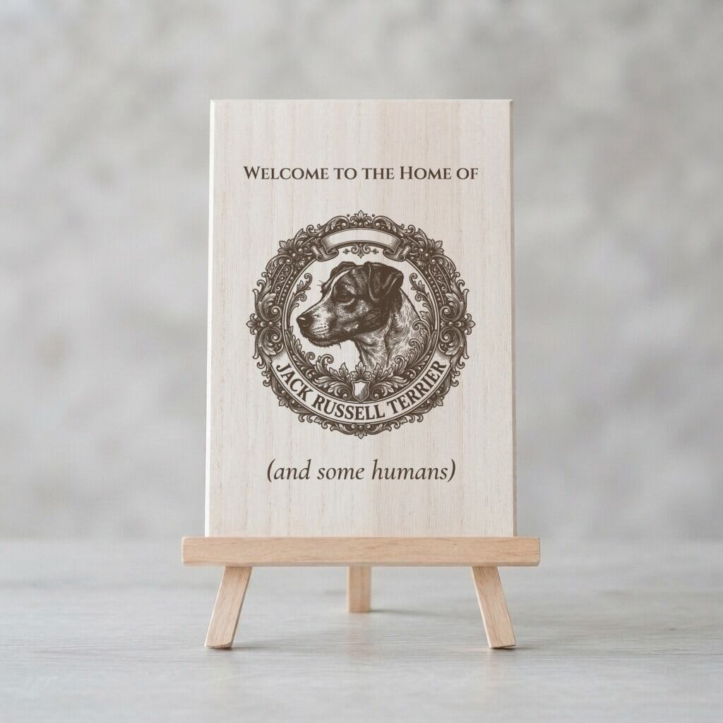 ジャックラッセルテリア welcome board 木製 犬 犬（ジャックラッセルテリア）の紋章 ウェルカムボード 桐 イーゼル