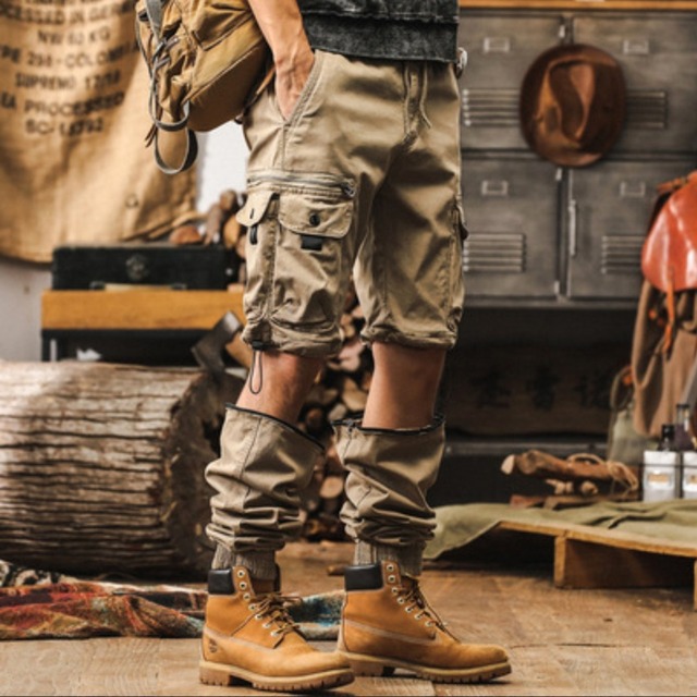 Knee detachable vintage cargo pants ( 4color )