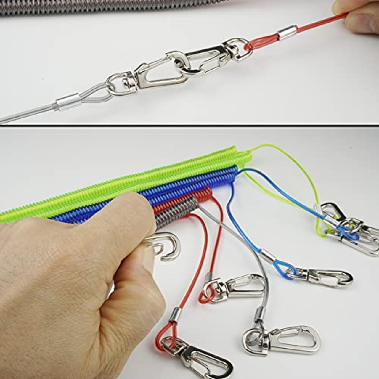 EXERT 尻手ベルト ロッドベルト ロープ付き 釣り竿 スパイラルコード 290cm ワイヤー入り (ブラック)