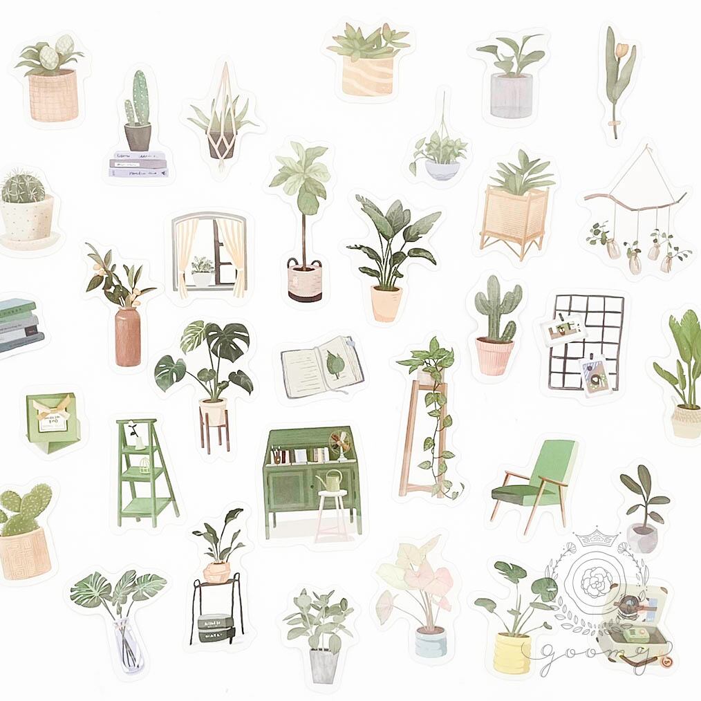 100枚入りフレークシール 観葉植物<S424>