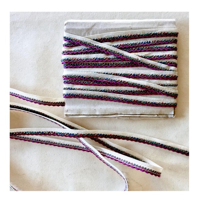 France vintage 200x2.4c 幾何学の宝石花とジャガードリボン