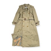 90s Burberry バーバリー ベルト付き トレンチコート 11AB3/くすみベージュ系 レディース ビンテージ