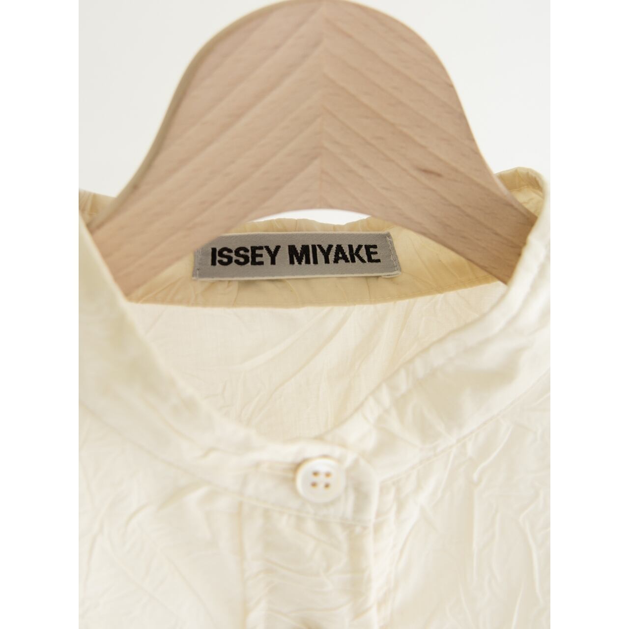 【ISSEY  MIYAKE】Made in Japan Cotton-Polyester Band Collar Shirt（イッセイミヤケ 日本製コットンポリエステル シワ加工バンドカラーシャツ）