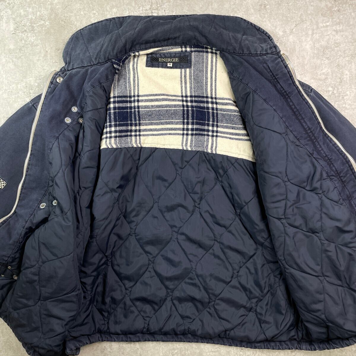 イタリア製 vintage ダック地 ファイヤーマン ワークジャケット ブルー系 00年代 イタリア製 ENERGIE ダック地 コットンファイヤーマン