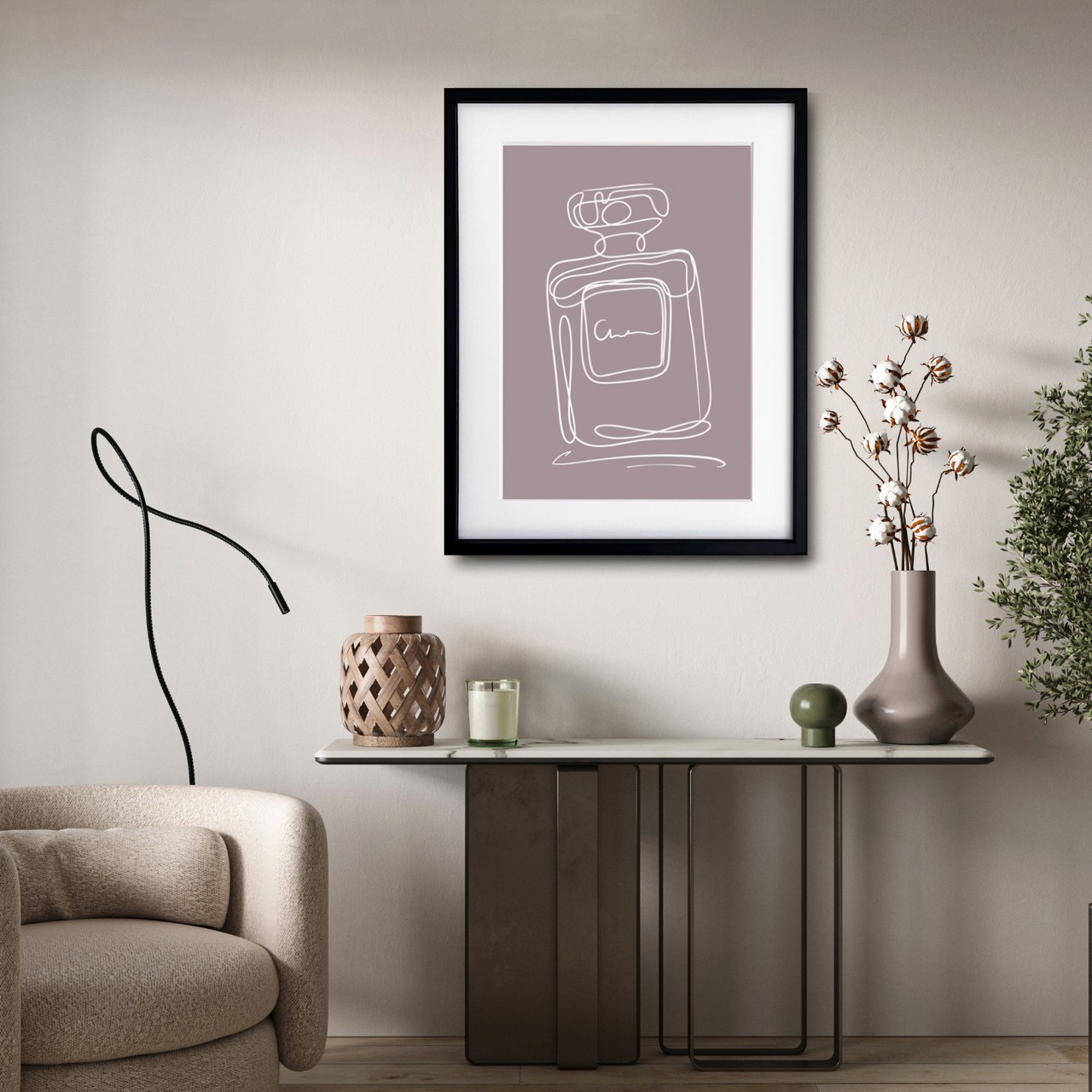 EAU DE PARFUM N°16｜香りの余韻を描くミニマルラインアートポスター｜上品で静かな印象｜高品質印刷｜A3ポスター