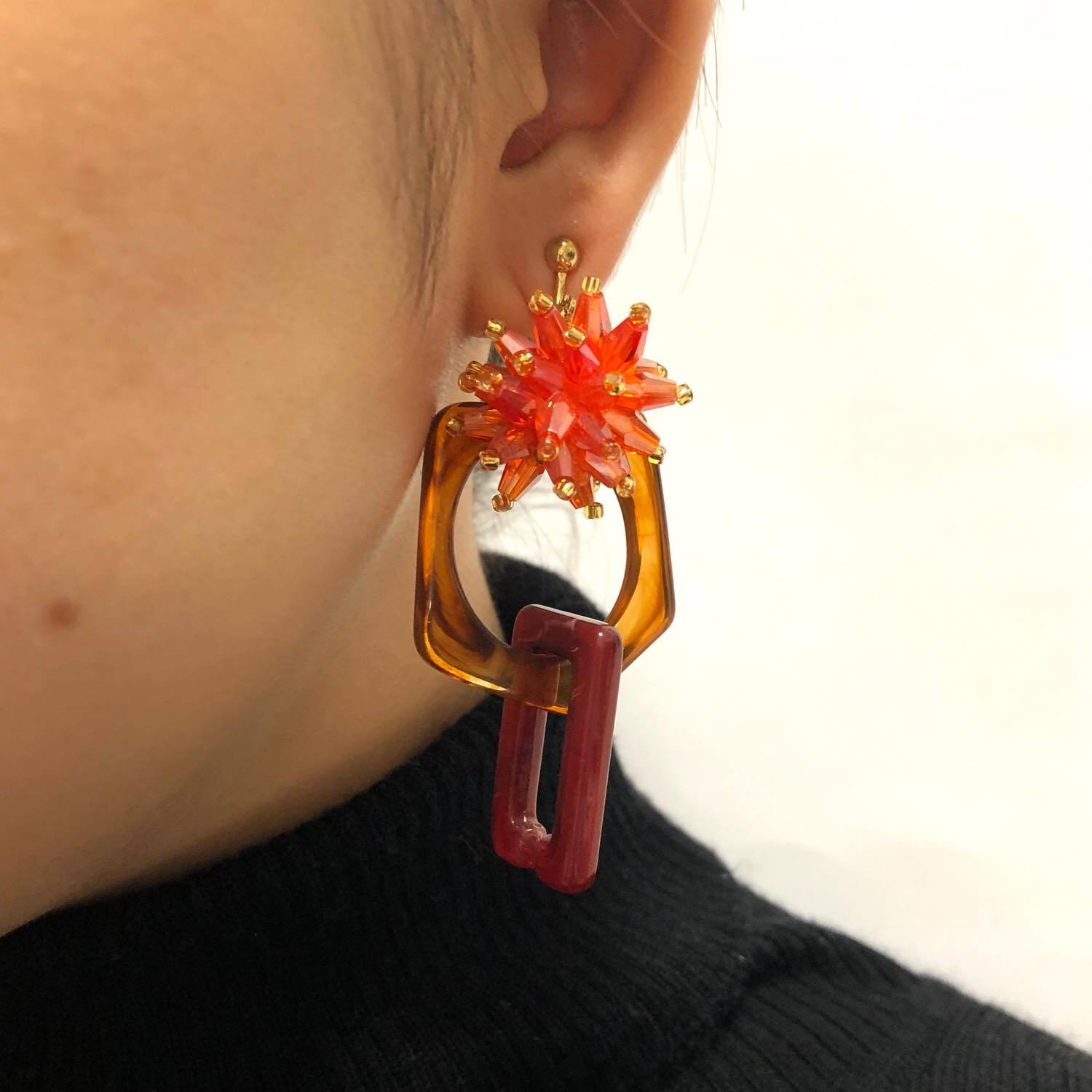 トゲトゲビーズボールとチェーンパーツの〈ピアス/イヤリング〉 | Dua
