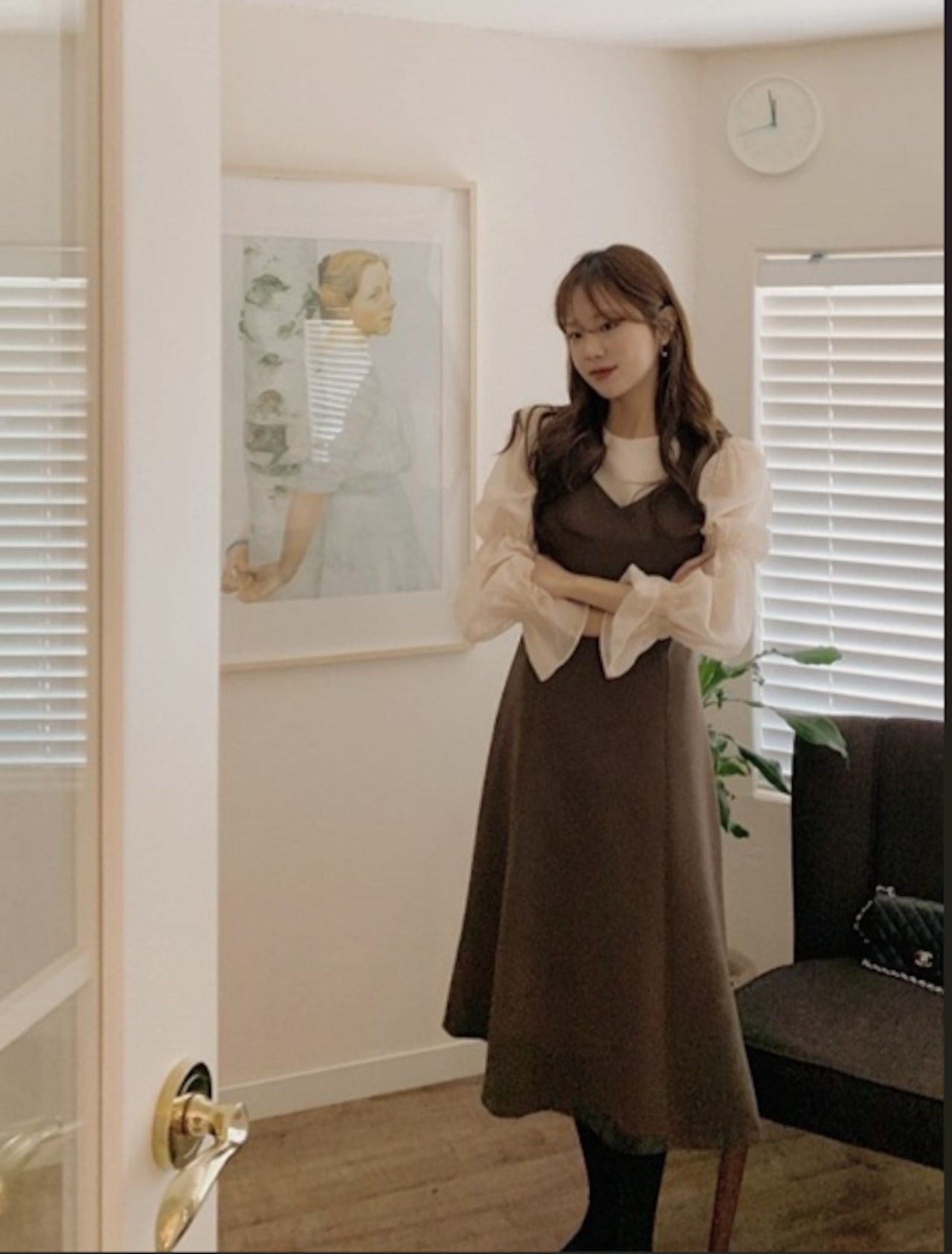 シースルーバックリボンブラウス D1280