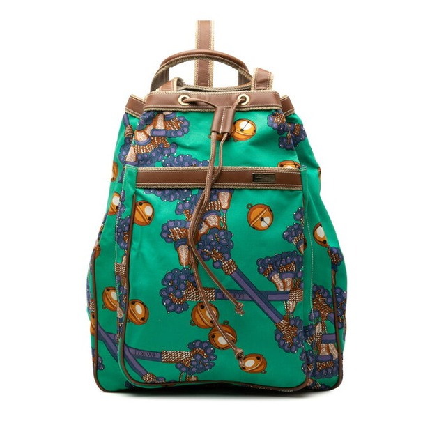 ロエベ コレクションライン ハンドバッグ ショルダーバッグ 2WAY グリーン マルチカラー キャンバス レザー レディース LOEWE 【中古】
