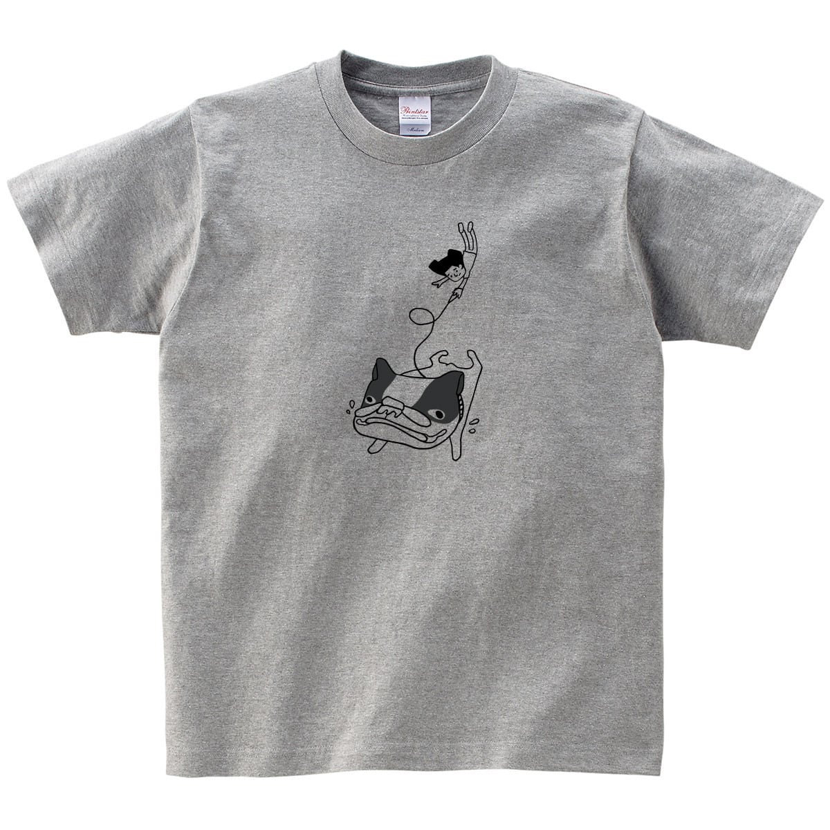 犬と飼い主 爆走するフレブル Tシャツ dog56 犬 ブヒ フレンチブルドッグ 服 ゆるい イラスト おもしろ Tシャツ