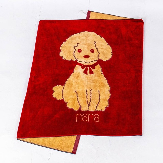 タオル　横浜ナナ NANA　バスタオル　プードル柄　アカベージュ　nn-bast10-B