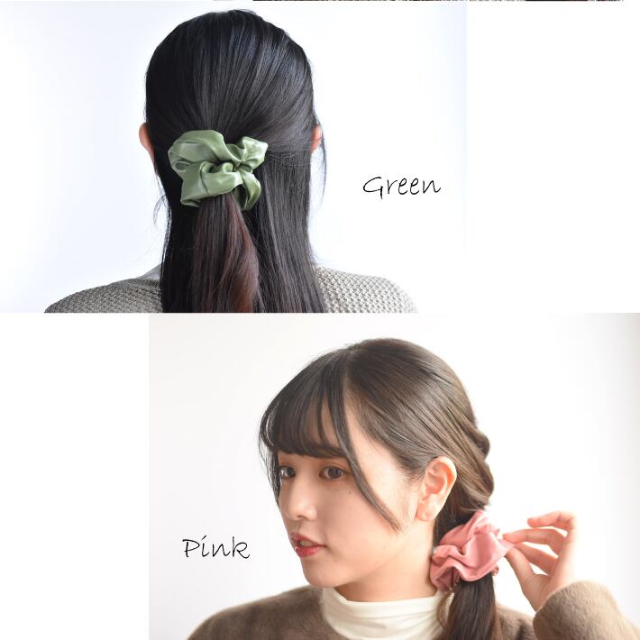 シュシュ フェイクレザー 無地 大人 シンプル 髪飾り ヘアアクセサリー