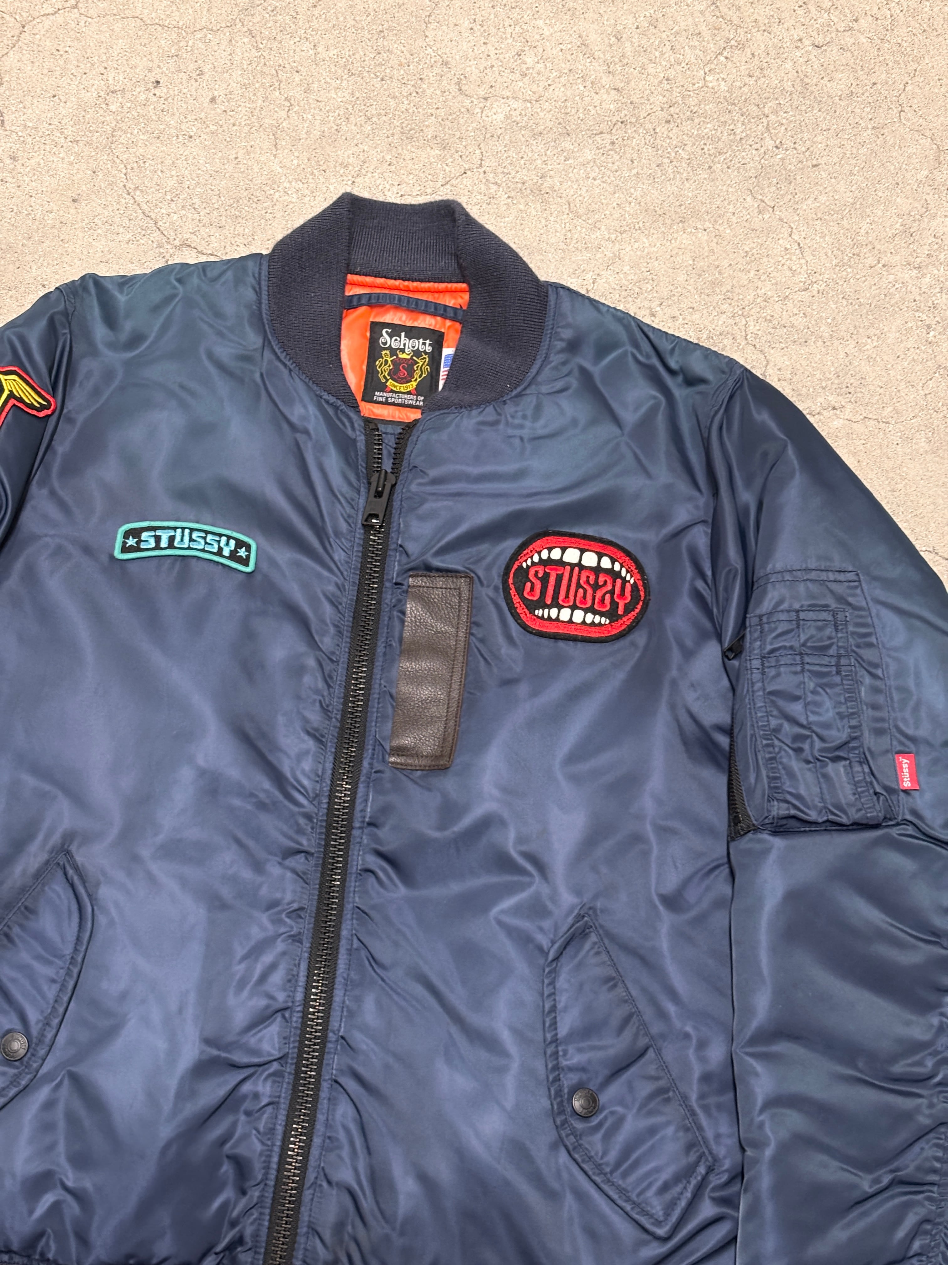 10s STUSSY × SCHOTT/MA-1 Flight Jacket/2013年L/フライトジャケット