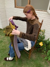 Duveteux Wool-Blend Border Knit F0869