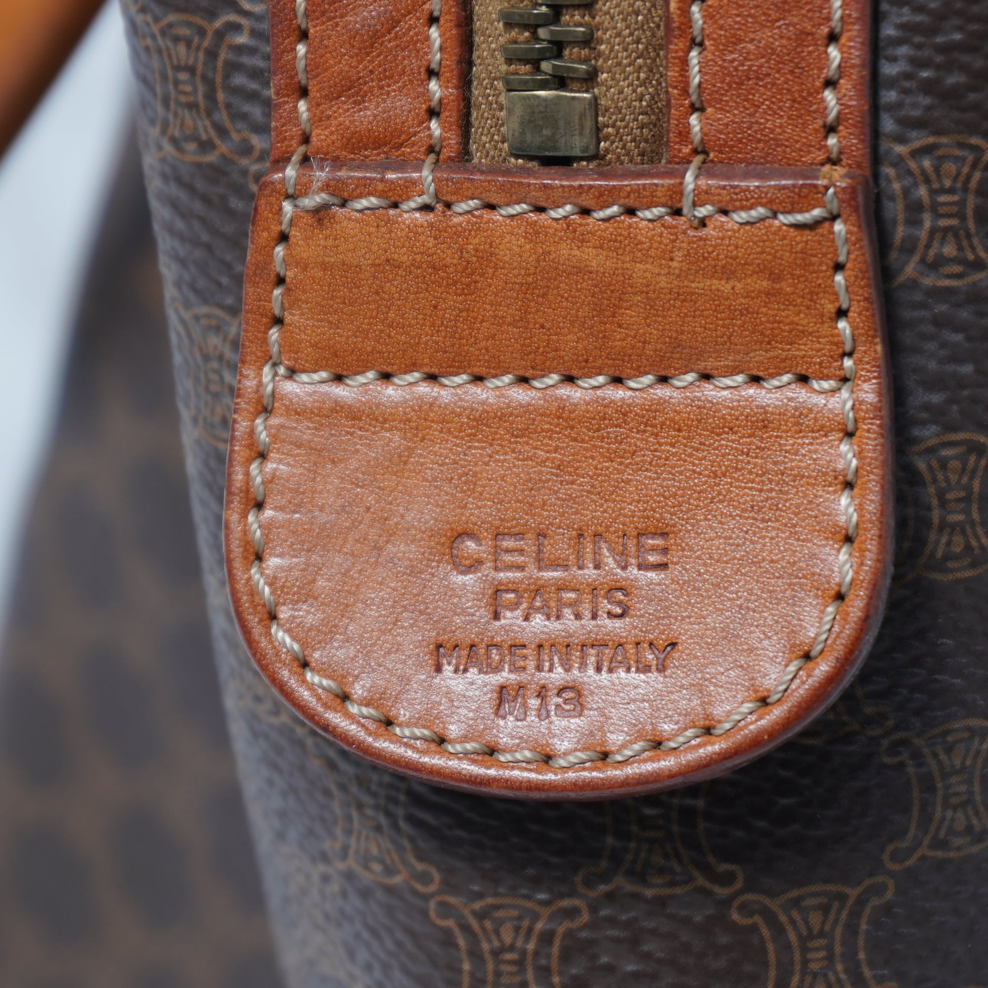 CELINE】セリーヌ ”トリオンフロゴ” マカダム柄レザーハンドバッグ