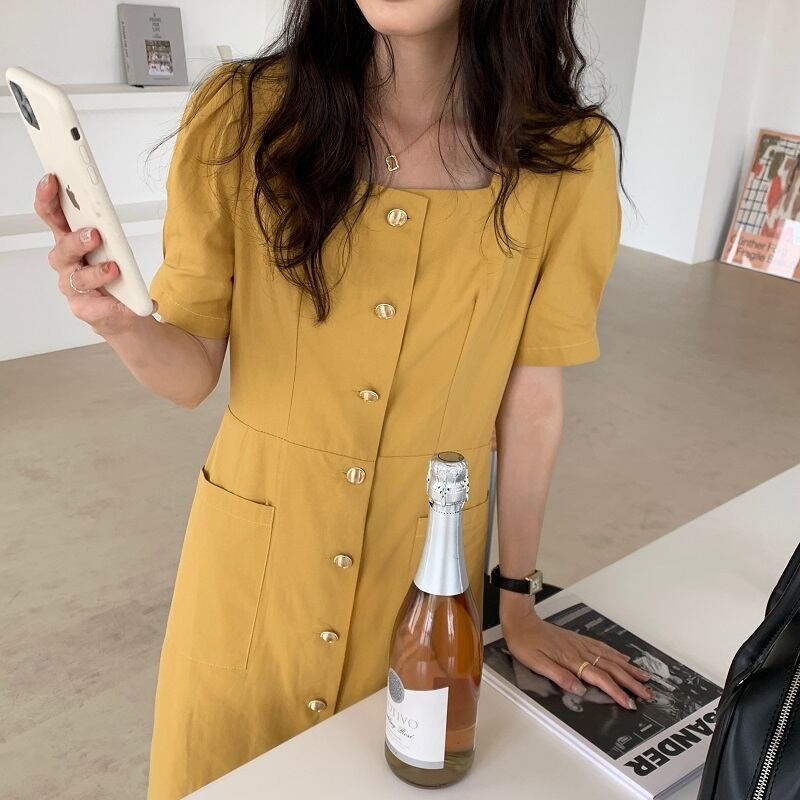 メタルドレス レディースサマースリム薄手スリーブスカート 夏物 スクウェア ビッグFスモールZ韓国30829188034