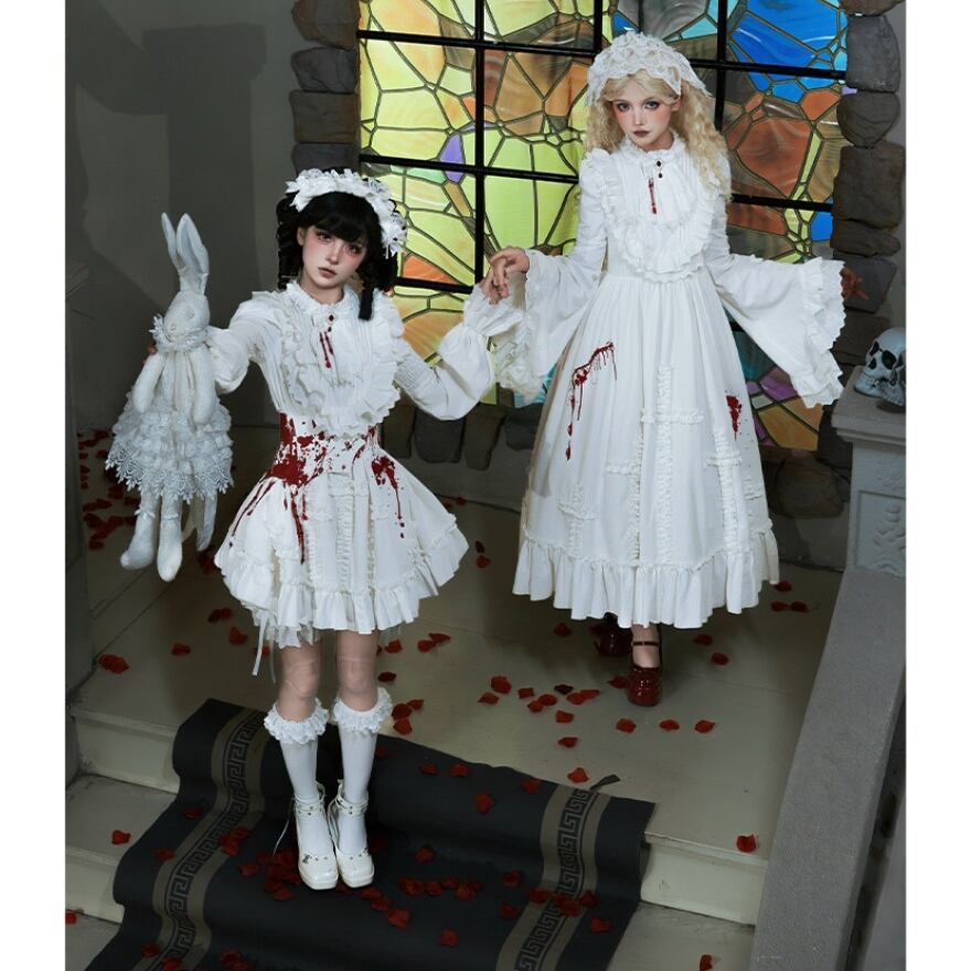 イベント・撮影向け ゴシックロリィタ ミニ丈ワンピース 4点セット
