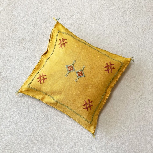 cactus silk cushion cover /  モロッコ カクタスシルク クッションカバー yellow