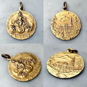 antique c1930 Raymond Tschudin 18ct gold medaille pendant