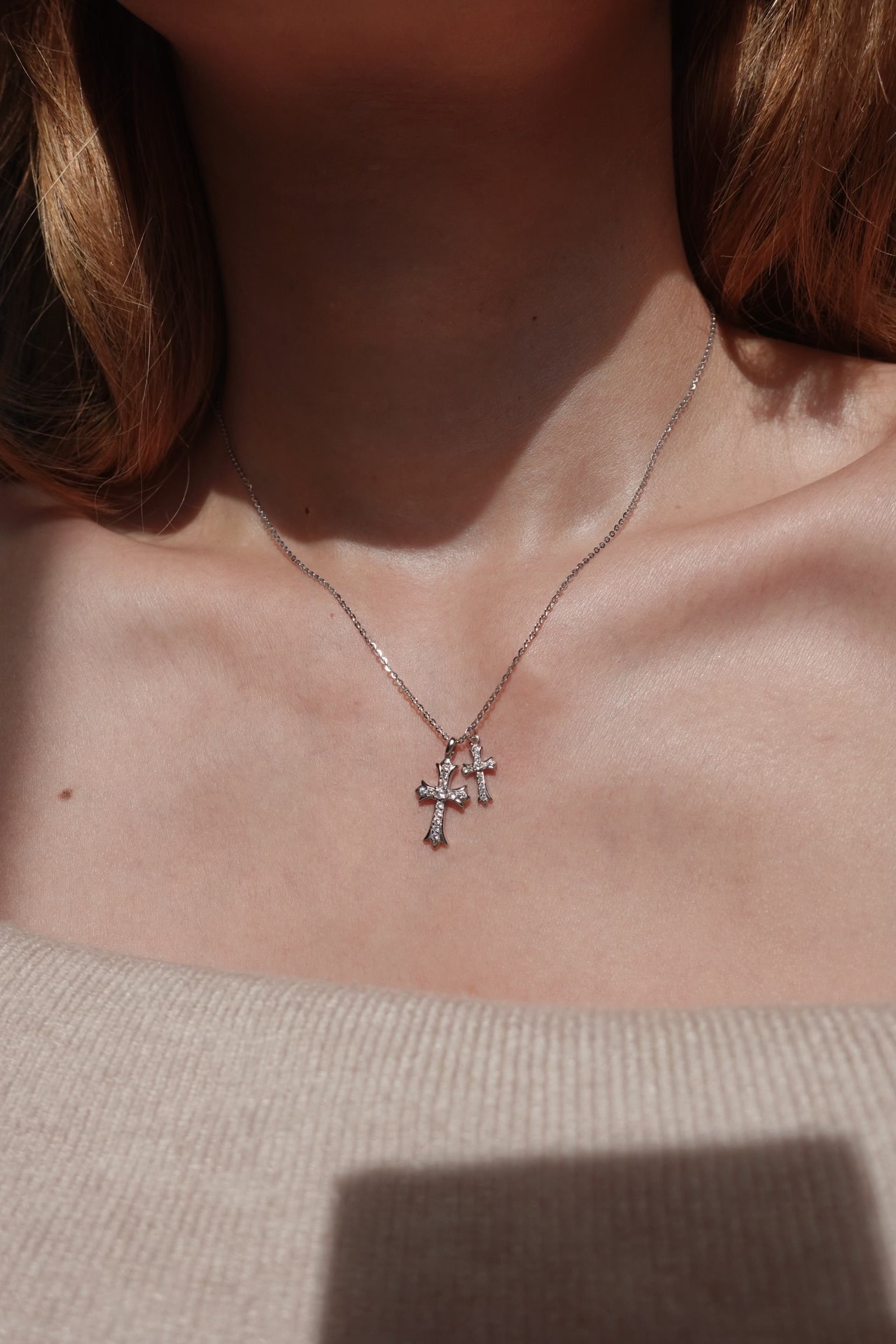 CREA レディース ネックレス Twin Crosses Necklace Twin Crosses Necklace | 金属アレルギー対応のアクセサリー crea.jewelry