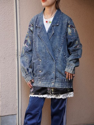 Vintage "Chemical Wash Embellished Denim Jacket"