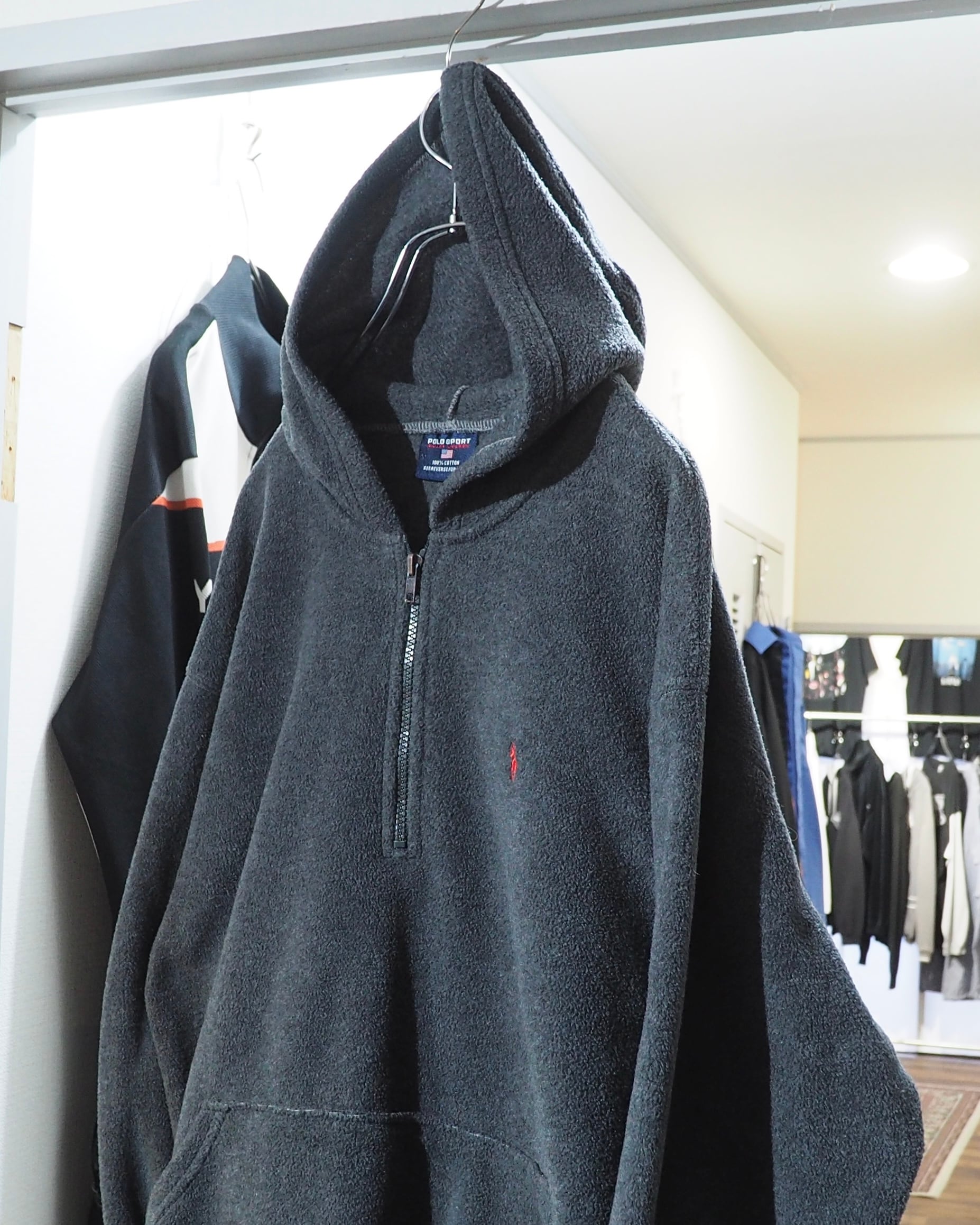 1990s " POLO SPORT - RALPH LAUREN " ” 赤ポニー ” Embroidery vintage fleece half zip Hoodie ポロスポーツ ラルフローレン ハーフジップフリースフーディ