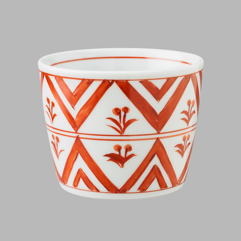 赤絵割菱若草文(大)