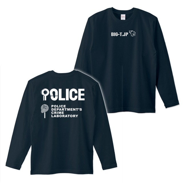 POLICE Crime LaboロングTシャツ：ネイビー　※両面プリント