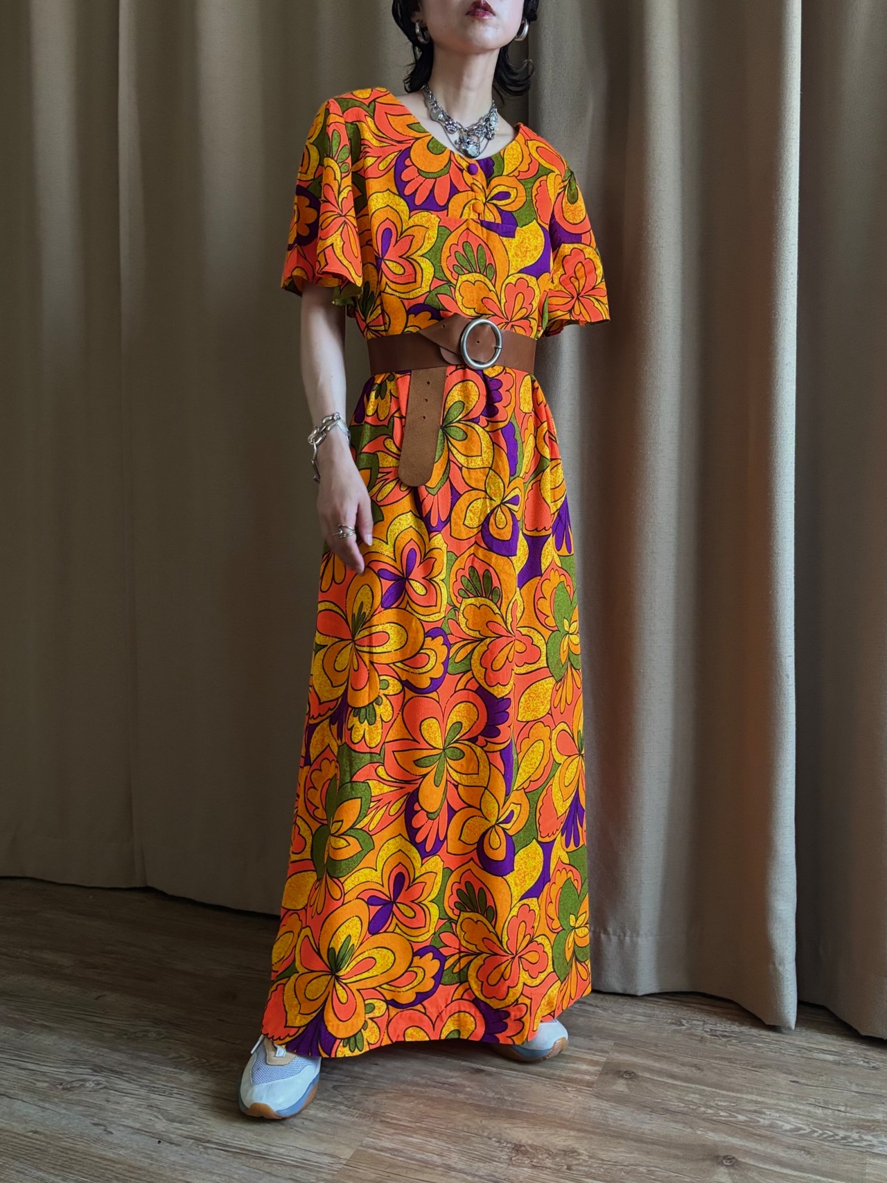 rétro pop floral pattern dress-5260-6