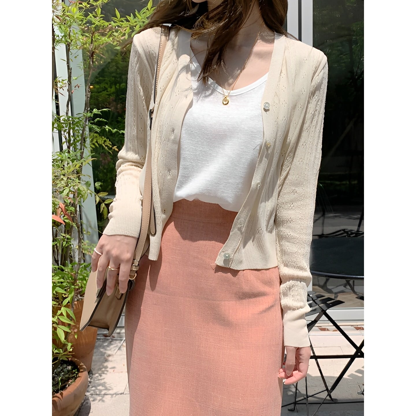 涼感透かし編みカーディガン 2color RA2753