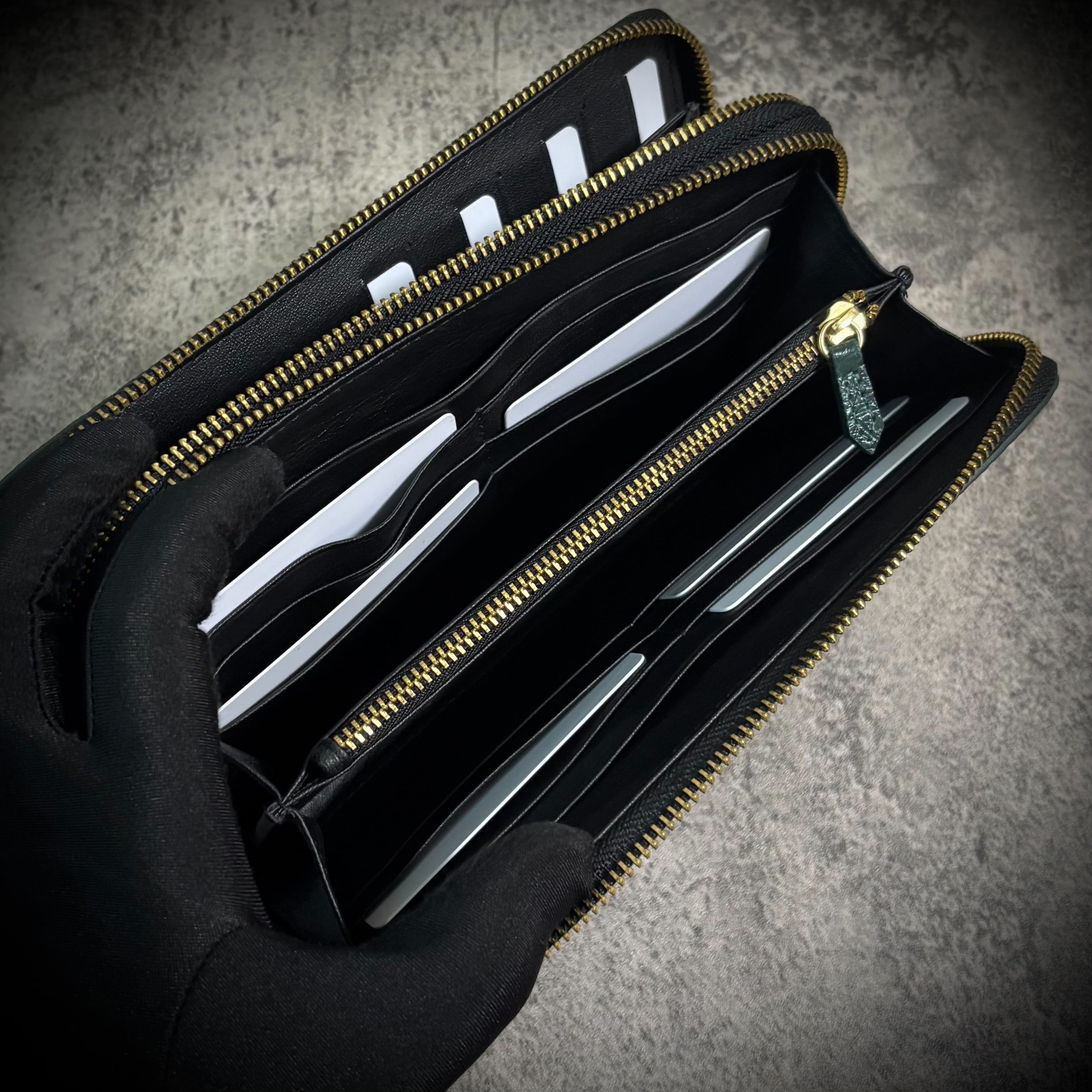 クロコダイル ダブルジッパー メンズ財布 ダブルファスナー 長財布