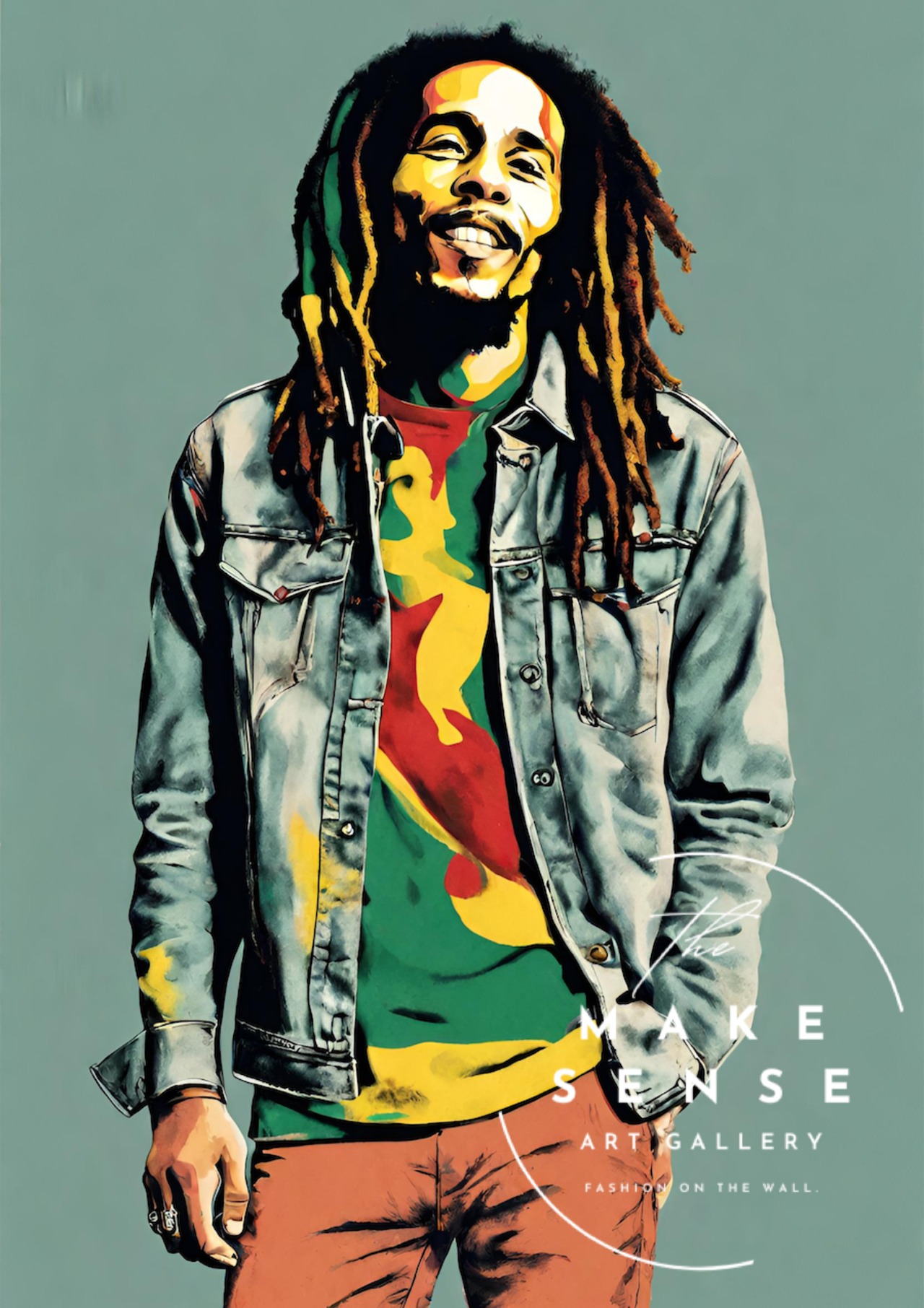 ONE LOVE｜ボブ・マーリーの魂を感じるレゲエアートポスター｜自由と平和を象徴するカラフルで心温まるインテリアA2ポスター