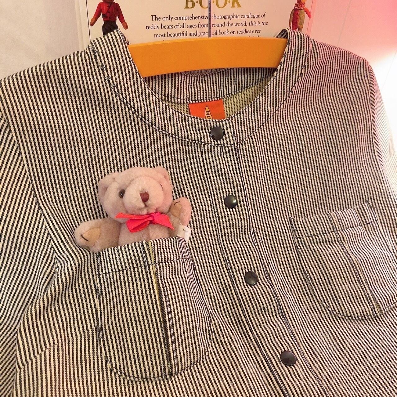 hickory stripe snap button one-piece