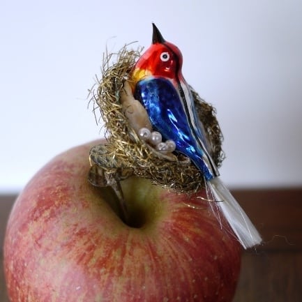 小鳥の巣籠 ガラス細工 クリスマスオーナメント ドイツ