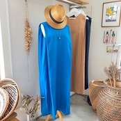 【Coloridas 】リネン タックノースリーブ ワンピース